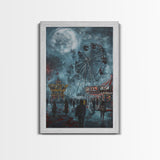 Eerie Carnival, Halloween Art, Spooky Wall Decor, Framed Canvas Print, Creepy Art, Halloween Wall Decor, Seasonal Wall Art, Scary Artwork