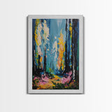 Ghostly Churchyard Framed Canvas Print, Halloween Haunted Church, Spooky Graveyard Art, Gothic Decor, Nighttime Artwork, Framed Canvas Print