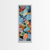 Colorful Textured Canvas Painting of Glass Rocks, Nature Art Print for Living Room, Oversized Canvas Art, Narrow Wall Art Print, Modern Art