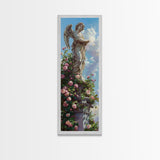 Floral Angel Canvas Art Print Framed, Botanical Wall Art, Modern Botanical Still Life Art, Oversized Canvas Painting for Bedroom or Office