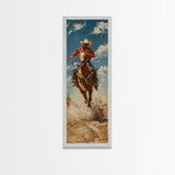 Modern Cowboy Canvas Art, Western Wall Art Framed and Printed, Horse Painting, Impasto Style Canvas Wall Art, Oversized Office Art for Him