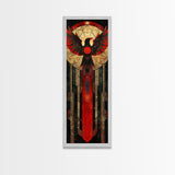 Red and Gold Phoenix Design on Geometric Background - Framed Canvas Print, Midcentury Modern Art, Skinny Art, Tall Art, Living Room Wall Decor, Boho Art