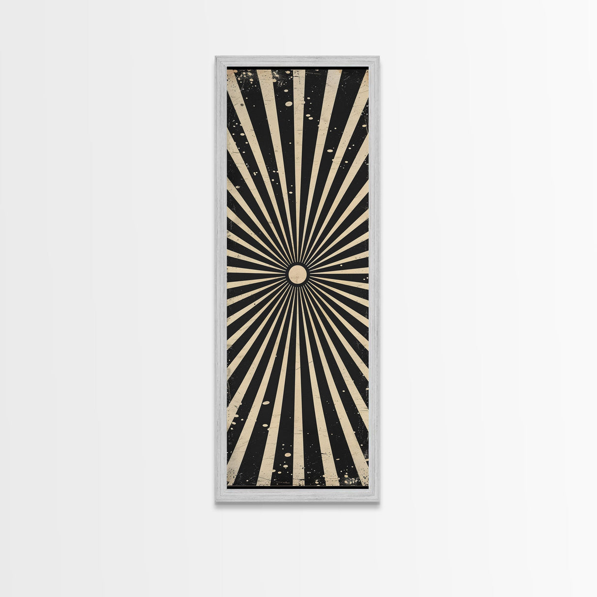 Black and White Sun Burst Art Deco Inspired Framed Canvas Print, Wall Art, Office or Mancave Wall Art