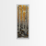 Birch Tree Forest, Framed Canvas Print, Skinny / Tall Wall Art, Living Room Decor, Landscape Painting, Nature Decor