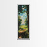 The Tree Swing Framed Canvas Print, Spring Time Decor, Tall Art, Statement Piece, Whimsical Boho Style Wall Art