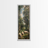 Lambs In The Forest Framed Canvas Print, Unique Farmhouse Decor, Farmhouse Painting, Boho Style Modern Farmhouse Decor Gift For Her