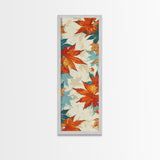 Japanese Autumn Leaves Canvas Print In Ukiyo-e Style, Traditional Woodblock Art, Framed Canvas Print, Tall Skinny Japanese Wall Art, Ready To Hang