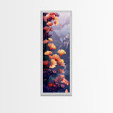 Ethereal Autumn Ginkgo Leaves Skinny Art Tall Art Japanese Ukiyo-e Inspired Botanical Framed Canvas Print