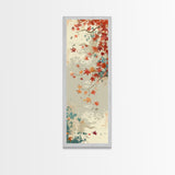 Autumn Maple Leaves in Japanese Garden Ukiyo-e Style Art Skinny Framed Canvas Print with Subtle Color Palette