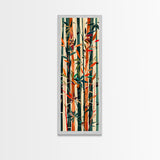 Colorful Bamboo Forest Skinny Art Ukiyo-e Tall Framed Canvas Print in Bright Autumn Hues