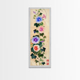 Morning Glories On Wooden Background Ukiyo-e Wall Art Framed Canvas Print Japanese Style Skinny Art Wood Block Print Tall Art