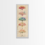 Japanese Folding Fans Cultural Art On Framed Canvas Print In Ukiyo-e Style Tall Skinny Traditional Wood Block Wall Decor