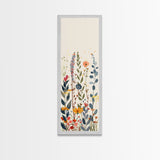 Colorful Wildflowers Whimsical Arrangement Set Against Light Background Tall Framed Canvas Print Brightening Any Space