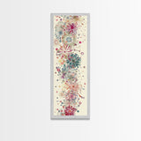 Skinny Art Tall Art Floral Burst Wood Block Print Japanese Style Art Vivid Explosions Of Colors Framed Canvas Print