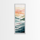 Rolling Hills And Layered Mountains In Soft Pastel Hues Ukiyo-e Wood Block Print Skinny Art Framed Canvas Print