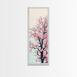 Delicate Cherry Blossom Tree In Full Bloom Against A Soft Gradient Background For Elegant Wall Art Framed Canvas Print