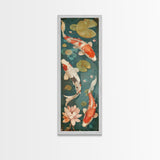 Graceful Koi Fish Swimming Among Lotus Flowers For Zen-Inspired Wall Art Japanese Style Framed Canvas Print