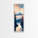 Skinny Art Tall Art Framed Canvas Print Japanese Style Art Mount Fuji At Sunrise Reflection Wood Block Print Ukiyo-e Feng Shui Wall Art