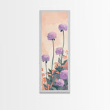 Beautiful Purple Flowers Standing Tall In Japanese Style Ukiyo-e Art Framed Canvas Print Skinny Art Tall Art