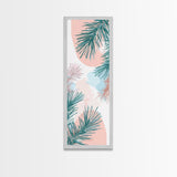 Elegant Pine Branches on Soft Pastel Background - Skinny Art, Japanese Wall Decor, Framed Canvas Print, Ukiyo-e Style