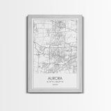 Aurora Street Map, Illinois Map, City Map Wall Art, Daughter Gift, Travel Map, Minimalist Art, Wall Art, Canvas Print, Canvas Wall Art