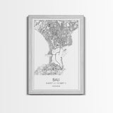 Bali Street Map, Indonesia Map, Asian City Wall Art, Travel Gift, Living Room Art, Minimalist Art, Wall Art, Canvas Print, Canvas Wall Art