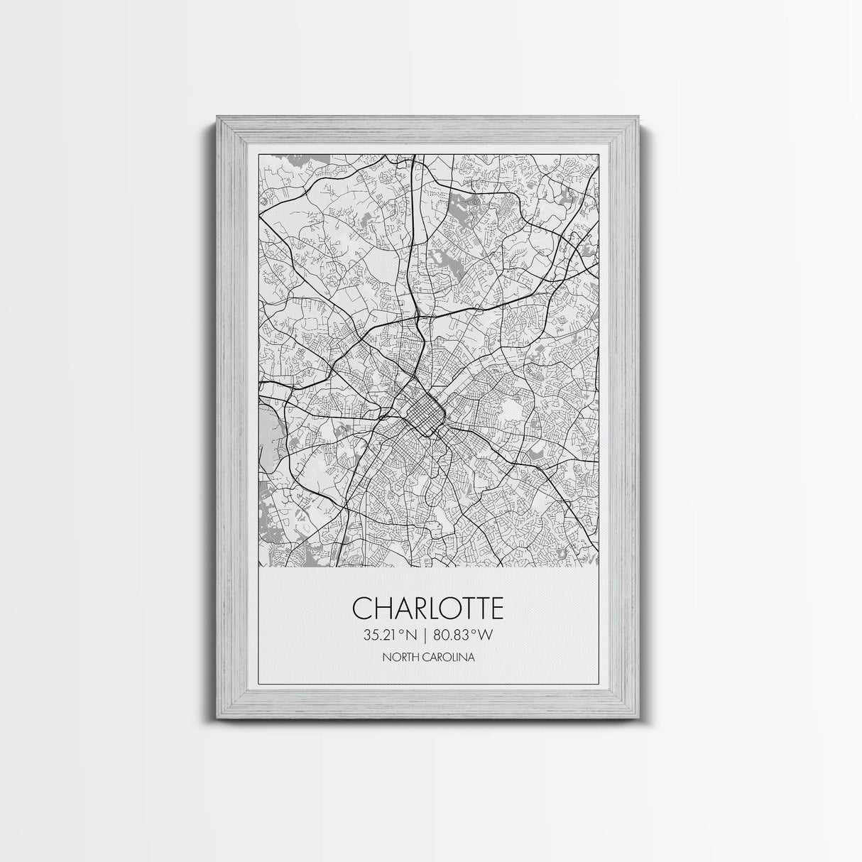 Charlotte Street Map, North Carolina Map, City Map Art, Modern Art, Wall Art, Canvas Print, Canvas Wall Art, Travel Wall Art, Gift For Mom