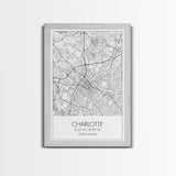 Charlotte Street Map, North Carolina Map, City Map Art, Modern Art, Wall Art, Canvas Print, Canvas Wall Art, Travel Wall Art, Gift For Mom