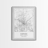 Durham Street Map, North Carolina Map, City Map Art, Minimalist Art, Wall Art, Canvas Print, Traveler Gift, Travel Wall Décor