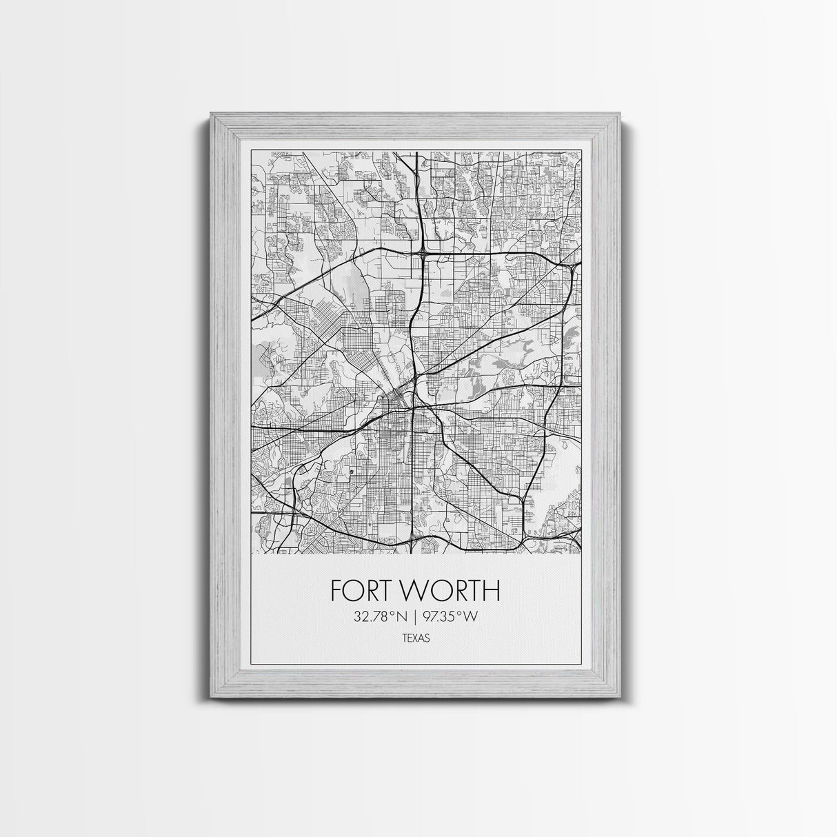 Fort Worth Street Map, Texas Map, City Map Art, Minimalist Art, Wall Art, Canvas Print, Travel Wall Art, Gifts For Women, Man Cave Décor