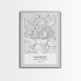 Hamburg Street Map, Germany Map, City Map Art, Minimalist Art, Wall Art, Canvas Print, Travel Wall Print, Gift For Traveler, Unique Art