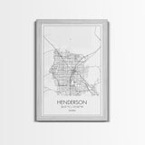 Henderson Street Map, Nevada Map, City Map Art, Minimalist Wall Art, Wall Art, Canvas Print, Gifts For Her, Travel Art, Man Cave Art,