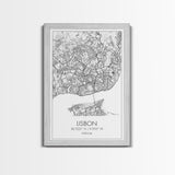 Lisbon Street Map, Portugal Map, City Map Art, Modern Wall Art, Wall Art, Canvas Print, Travel Décor, Above Bed Art, Gift For Couples