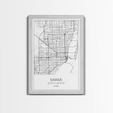 Miami Street Map, Florida Map, City Map Art, Modern Art, Wall Art, Canvas Print, Gift For Mom, Bedroom Wall Décor, Travel Wall Art