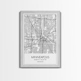 Minneapolis Street Map, Minnesota Map, City Map Art, Modern Art, Wall Art, Canvas Print, Travel Print, Master Bedroom Art, Graduation Gift