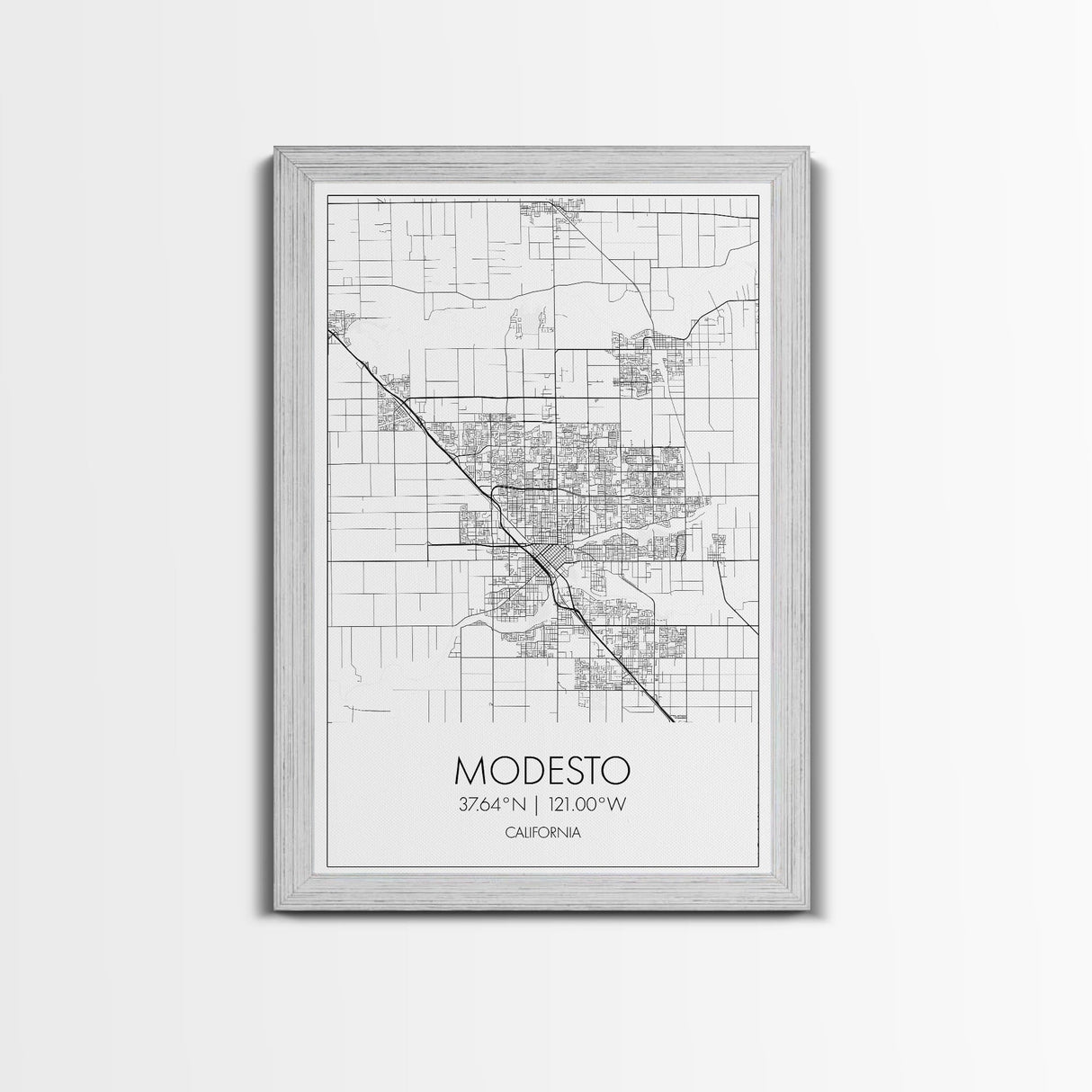 Modesto Street Map, California Map, City Map Art, Modern Art, Wall Art, Canvas Print, Home Décor Wall Art, Friendship Gift, Travel Wall Art