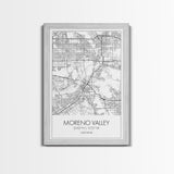Moreno Valley Street Map, California Map, City Map Art, Modern Art, Wall Art, Canvas Print, Wall Art For Bedroom, Couple Gift, Travel Print