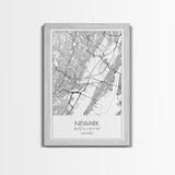 Newark Street Map, New Jersey Map, City Map Art, Modern Art, Wall Art, Canvas Print, Living Room Art, Best Friends Gift, Travel Art
