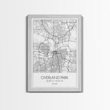 Overland Park Street Map, Kansas Map, City Map Art, Modern Art, Wall Art, Canvas Print, Gift For Her, Bedroom Wall Art, Travel Wall Décor
