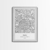 Paris Street Map, France Map, Europe City Map Art, Minimalist Art, Wall Art, Canvas Print, Bedroom Art, Gift For Traveler, Travel Wall Print