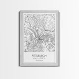 Pittsburgh Street Map, Pennsylvania Map, City Map Art, Minimalist Art, Wall Art, Canvas Print, Living Room Art, Birthday Gift, Travel Décor
