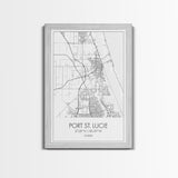 Port St Lucie Street Map, Florida Map, City Map Art, Minimalist Art, Wall Art, Canvas Print, Friend Gift, Black And White Art, Travel Décor