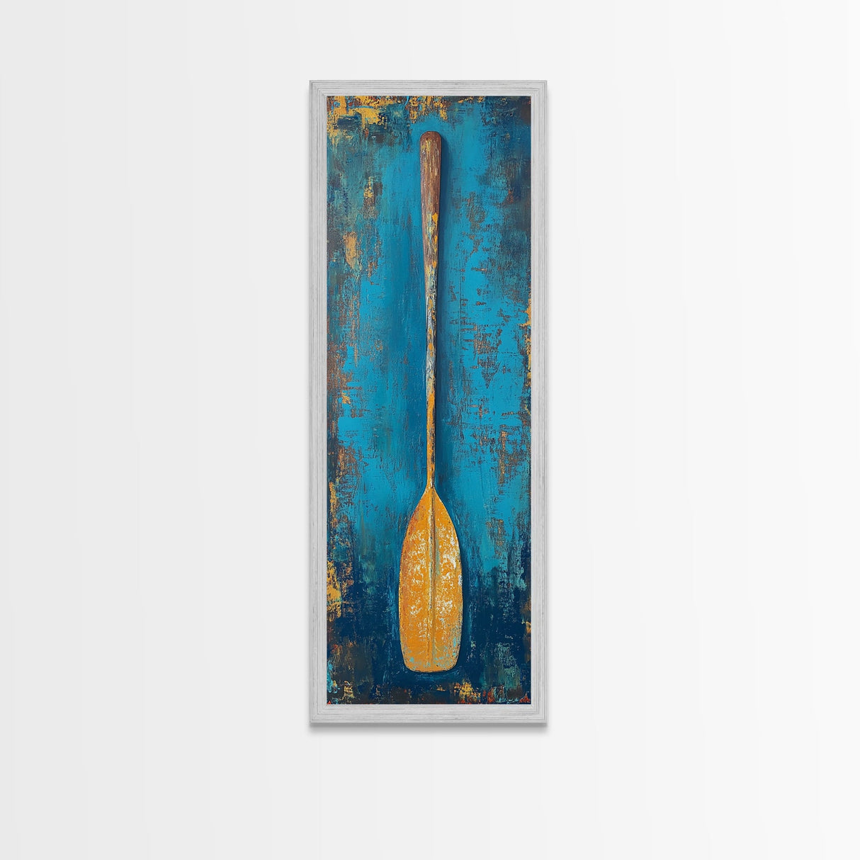 Rustic Oar Art Framed Canvas Print Coastal Decor Nautical Wall Art Tall Narrow Art Lake House Gift Idea Southwest Wall Art