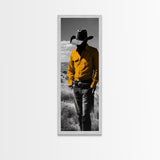 Mysterious Cowboy Silhouette Framed Canvas Print | Rustic Western Wall Art | Moody Art | Farmhouse Decor | Southwest Art | Gift Idea