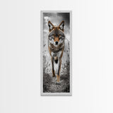 Intense Coyote Stare Framed Canvas Print | Wildlife Wall Art | Rustic Decor | Moody Art | Southwest Wall Art | Above Sofa Art | Gift Idea