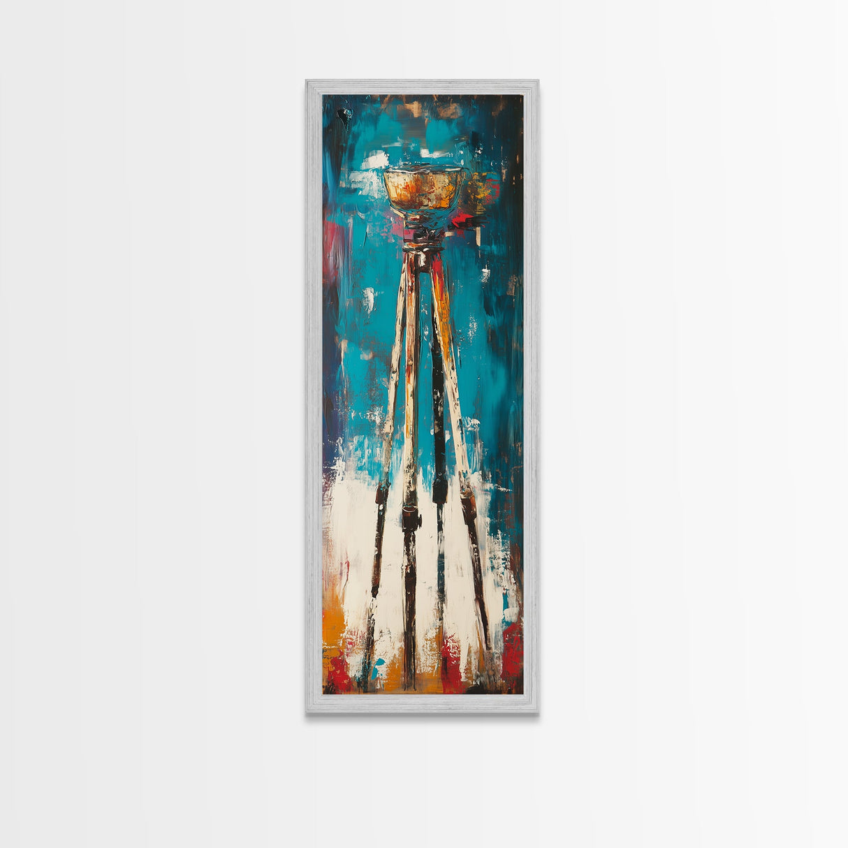 Abstract Tripod Art Framed Canvas Print, Moody Art, Geometric Wall Art, Wabi Sabi Art, Coastal Landscape Art, Extra Wide Art