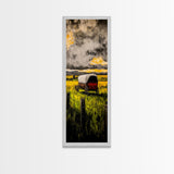 Scenic Prairie Wagon Art Framed Canvas Print, Rustic Decor, Farmhouse Art, Moody Art, Above Couch Art, Extra Wide Art