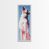 Majestic White Wolf Canvas Print moody art, minimalist art, vertical wall art, wabi sabi art, extra wide art, panoramic art, rustic wall art, wildlife painting, bedroom art, therapy art