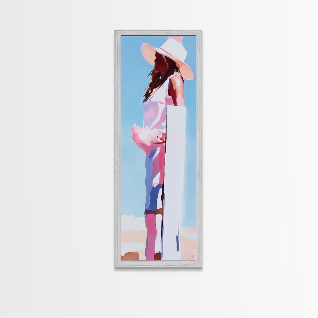 Western Cowgirl Painting Canvas Print, Black Cowgirl Painting, Coastal Cowgirl Wall Art, Tall Narrow Art, Light Pink Wall Art, Moody Art, Minimalist Art, Rustic Art, Vertical Wall Art, Farmhouse Art, Pink Orange Wall Art, Gift Idea