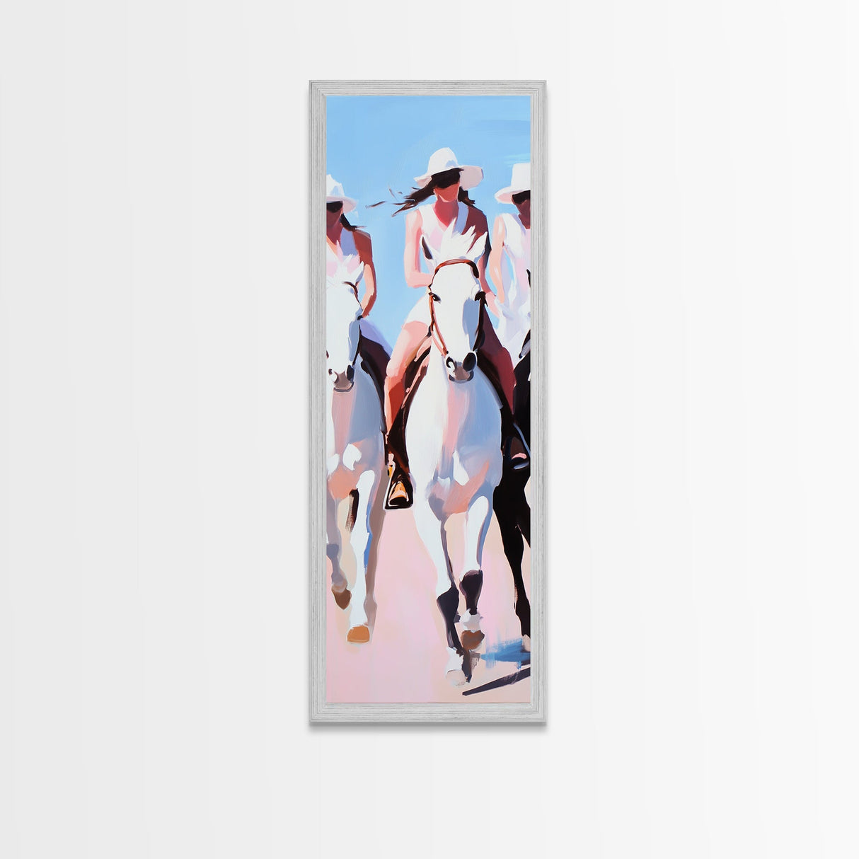 Western Cowgirls Painting Canvas Print, Black Cowgirl Painting, Horse Wall Art, Coastal Cowgirl Wall Art, Farmhouse Art, Rustic Decor, Tall Skinny Art, Vertical Wall Art, Moody Art, Living Room Art, Gift Idea, Modern Wall Decor